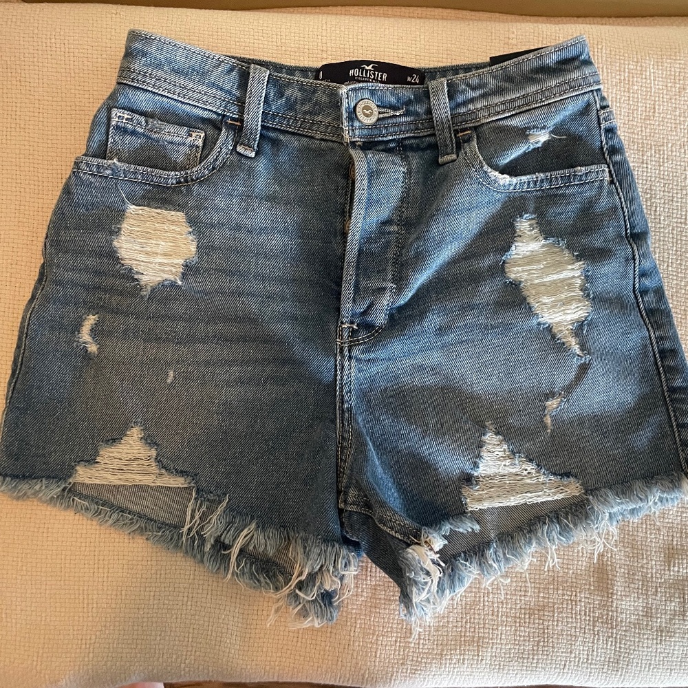 Distressed jean shorts